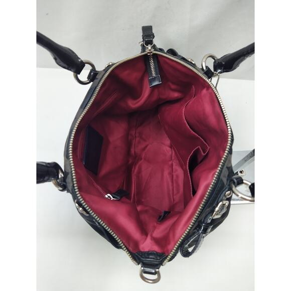 Coach Madison Signature Black Canvas Leather Zip Top Handle Satchel - Picture 9 of 16